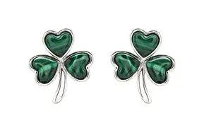 Earrings: SS Malachite Shamrock Stud