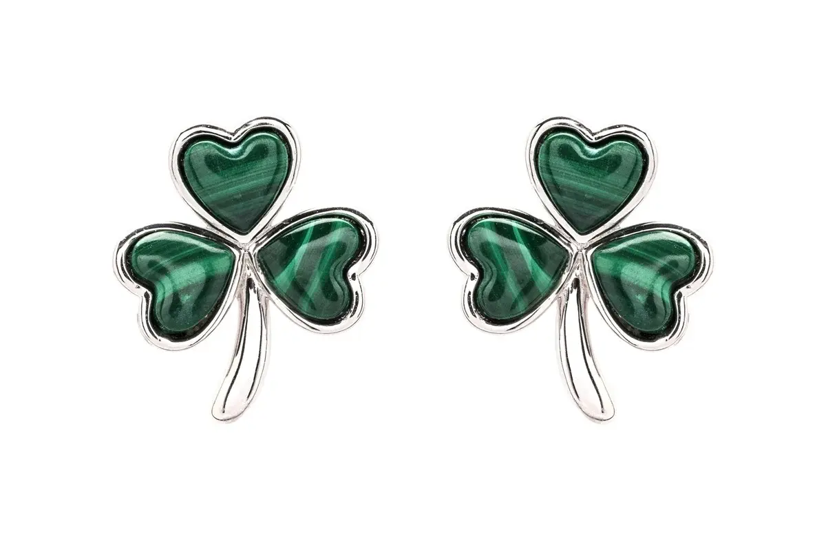 Shanore Earrings: SS Malachite Shamrock Stud