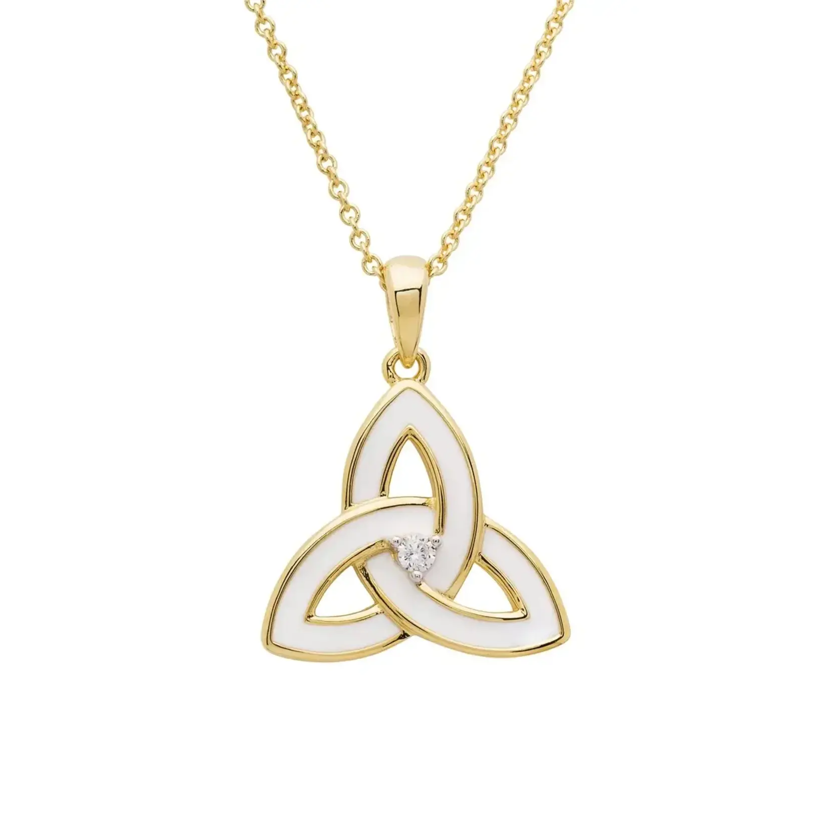 Necklace: 14k White Enamel Trinity Vermeil
