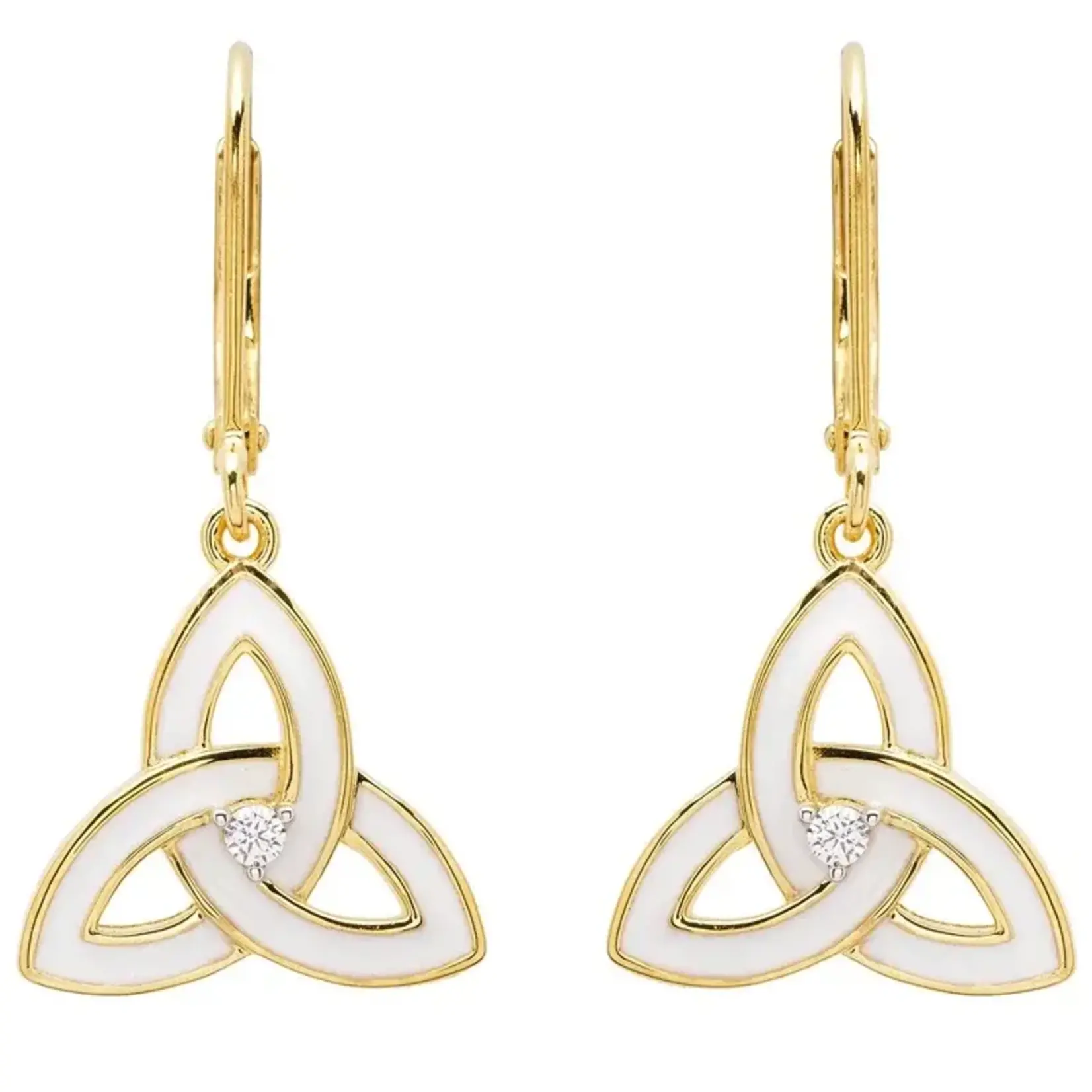 Shanore Earrings: 14k White Enamel Trinity Drop Vermeil