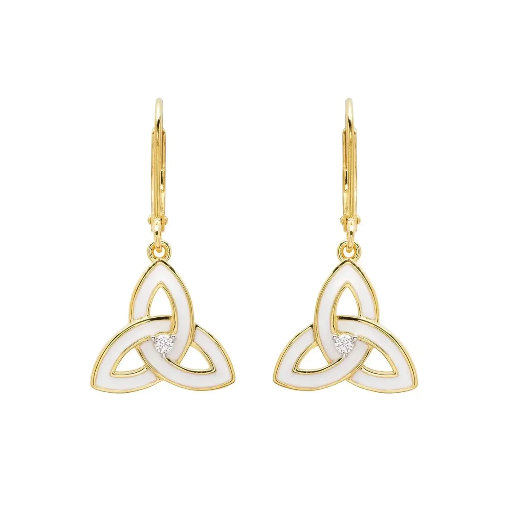 Earrings: 14k White Enamel Trinity Drop Vermeil