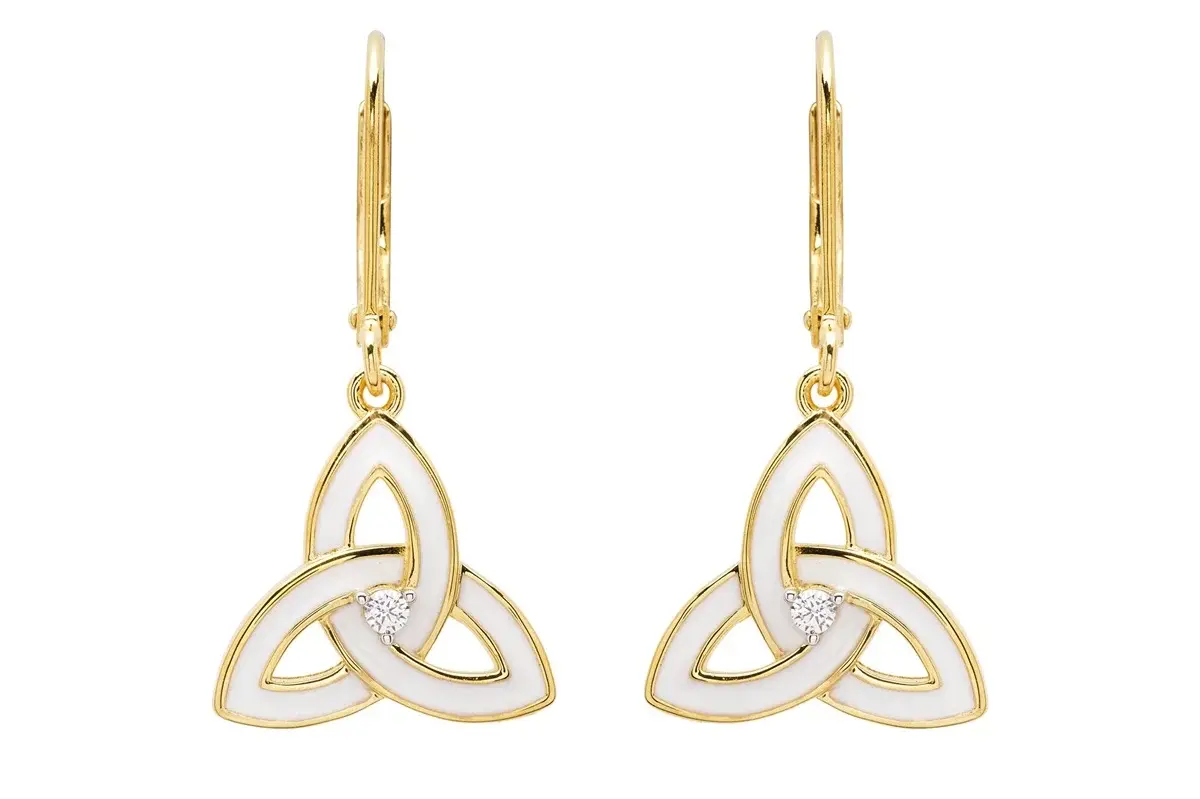 Shanore Earrings: 14k White Enamel Trinity Drop Vermeil