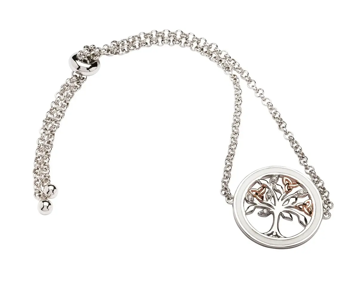 Bracelet: SS White Enamel Tree of Life