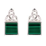 Shanore Earrings: SS Trinity Knot Stud Malachite