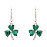 Shanore Earrings: SS Shamrock Drop Malachite