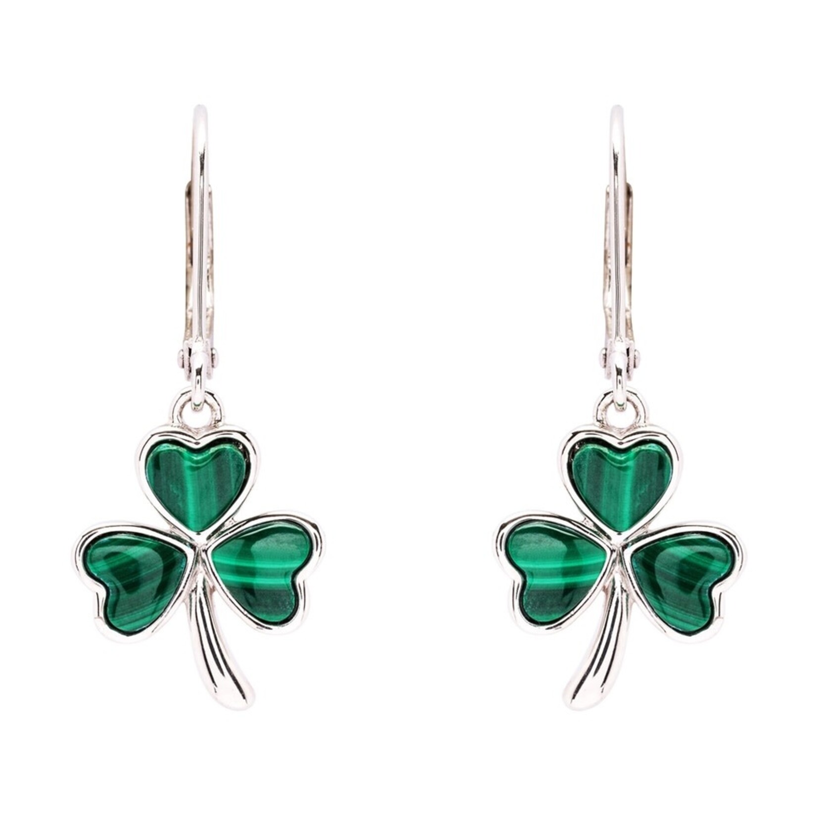 Shanore Earrings: SS Shamrock Drop Malachite