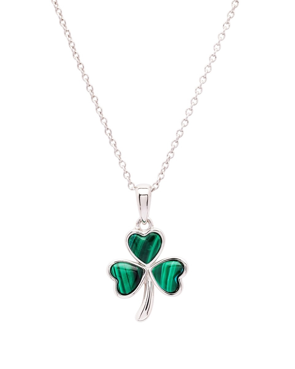 Shanore Pendant:  SS Shamrock Malachite