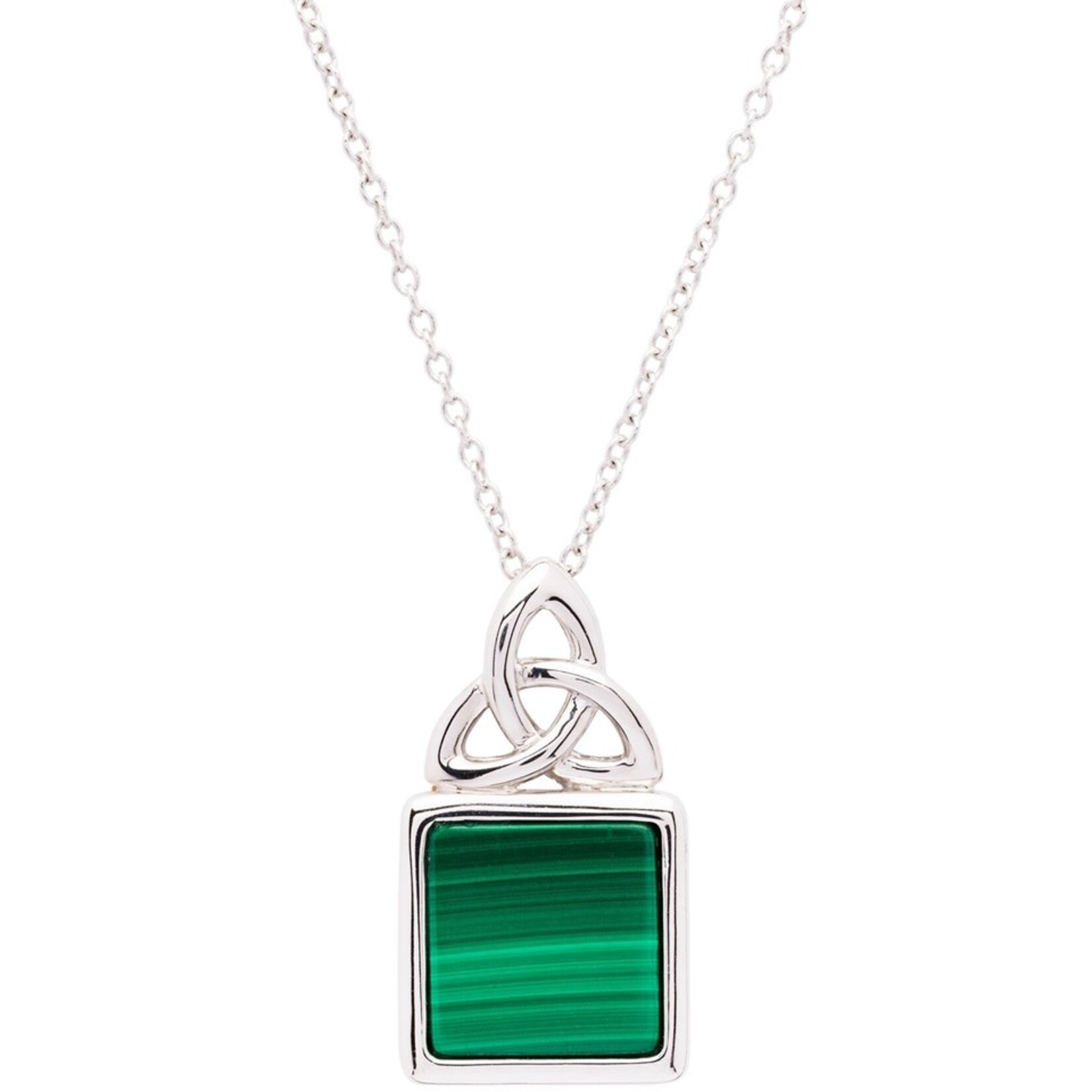 Shanore Necklace:  SS Trinity Knot Malachite