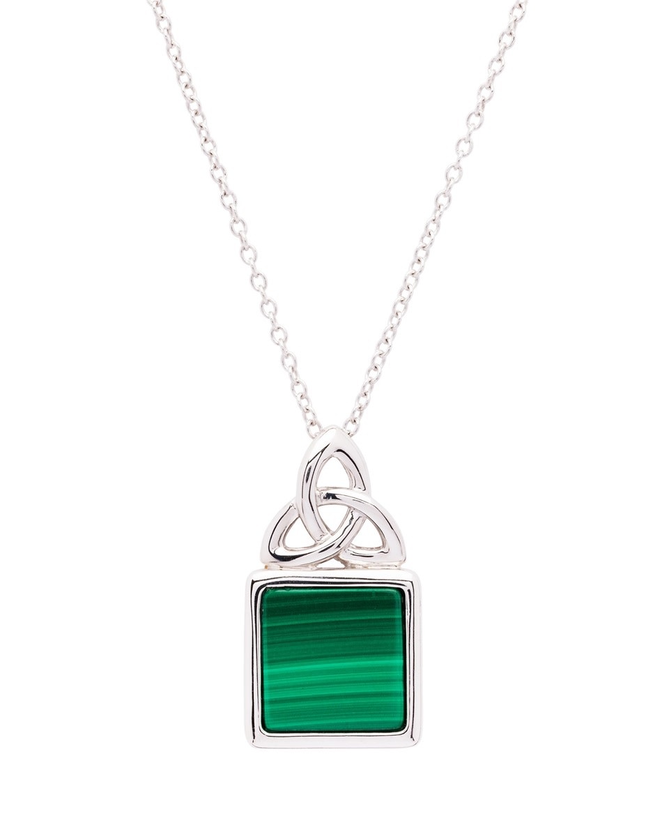 Shanore Pendant:  SS Trinity Knot Malachite