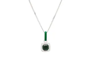 Necklace: SS Green CZ Green Enamel