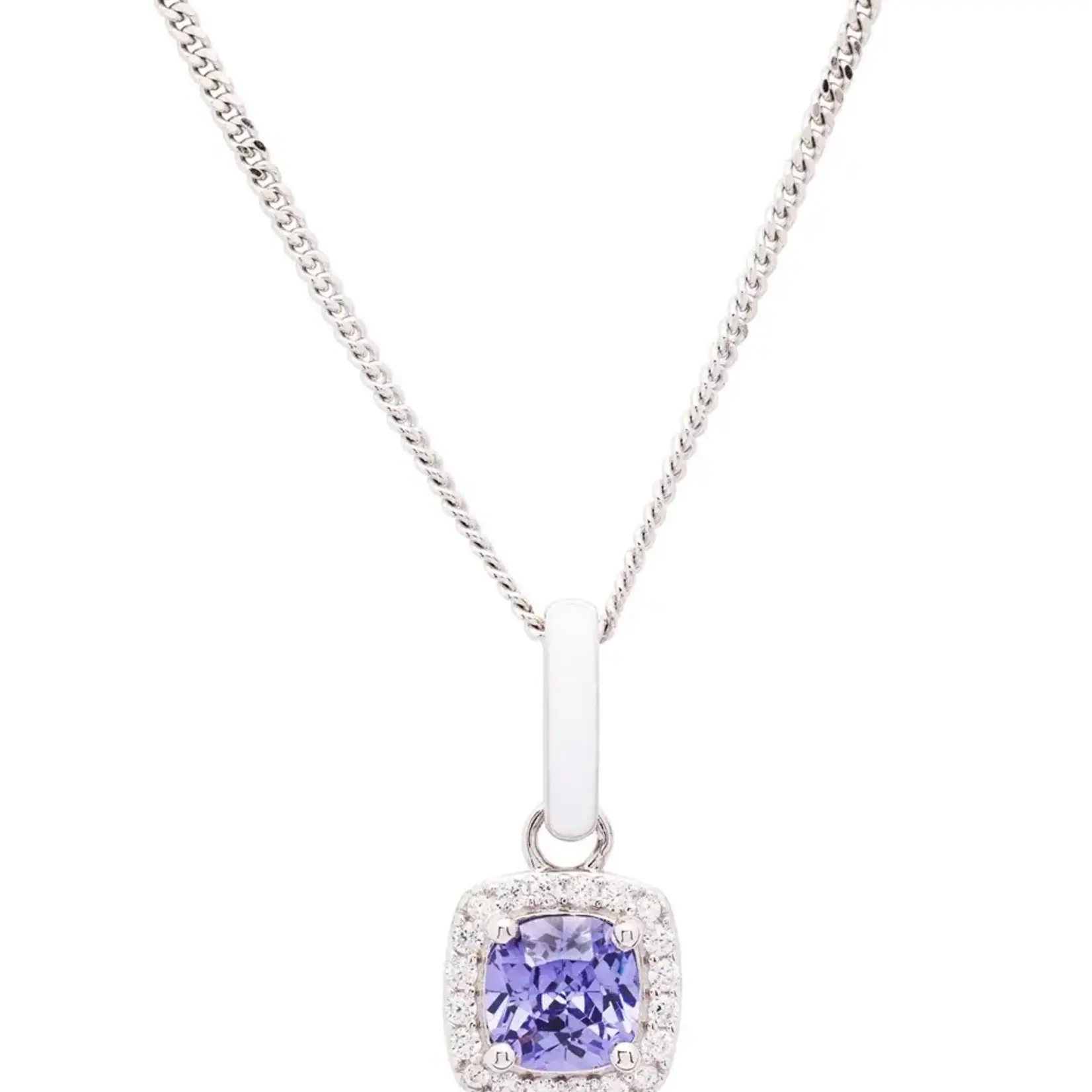 Necklace: SS Tanzanite CZ White Enamel