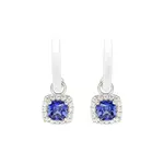Earrings: SS Tanzanite CZ White Enamel Drop