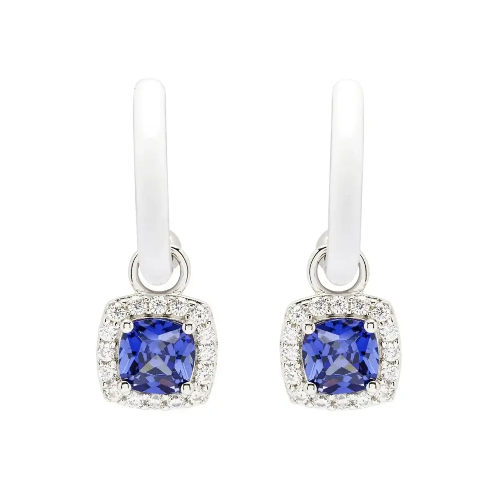 Earrings: SS Tanzanite CZ White Enamel Drop