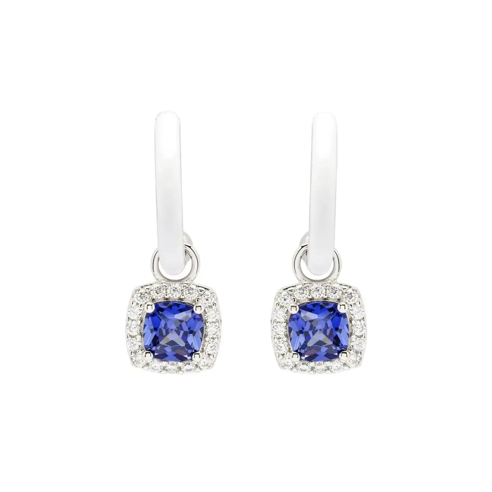 Earrings: SS Tanzanite CZ White Enamel Drop