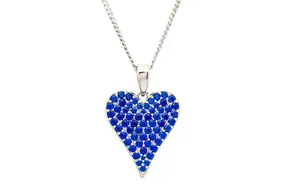 Necklace: SS Heart Sapphire CZ