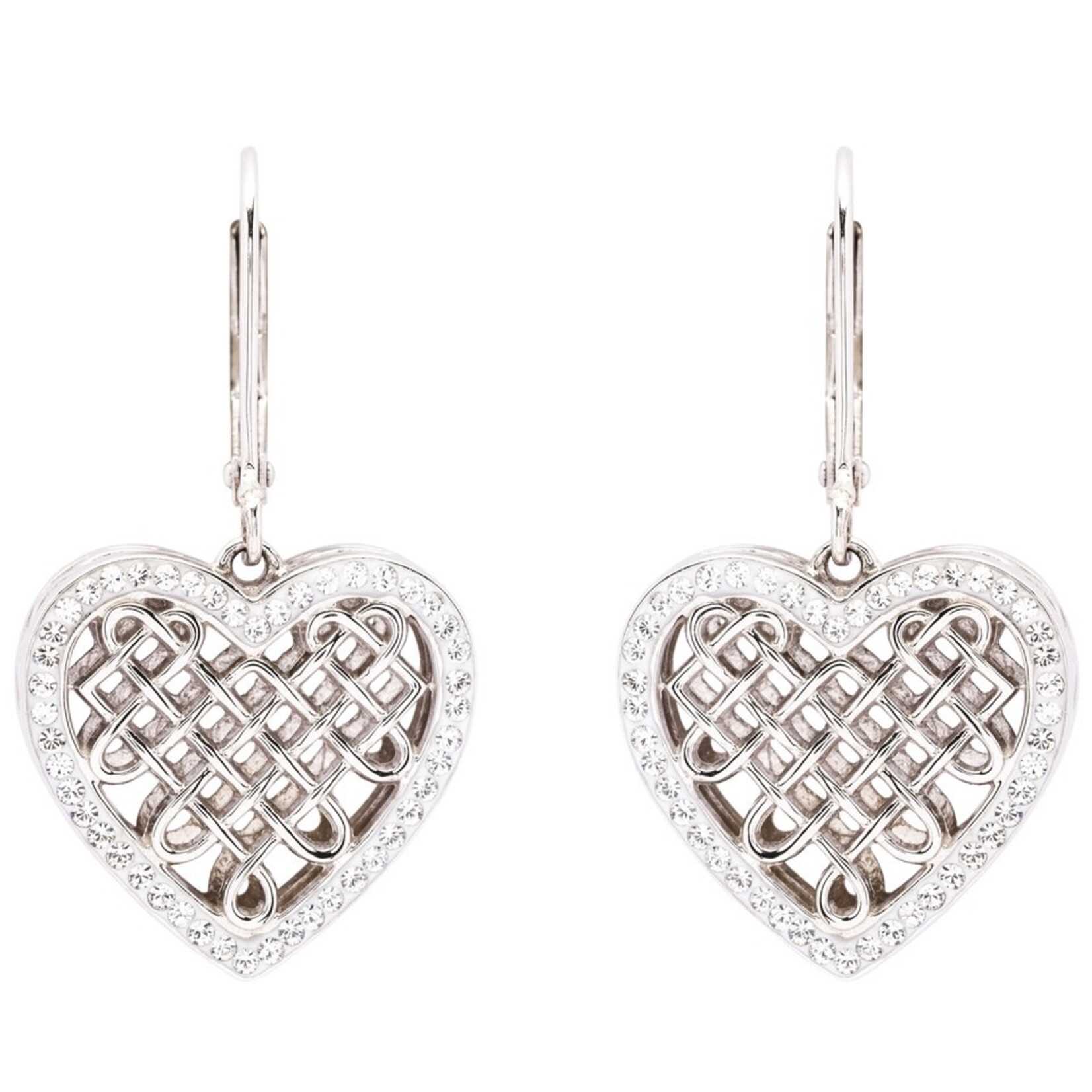 Earrings: SS White Crystals Celtic Heart