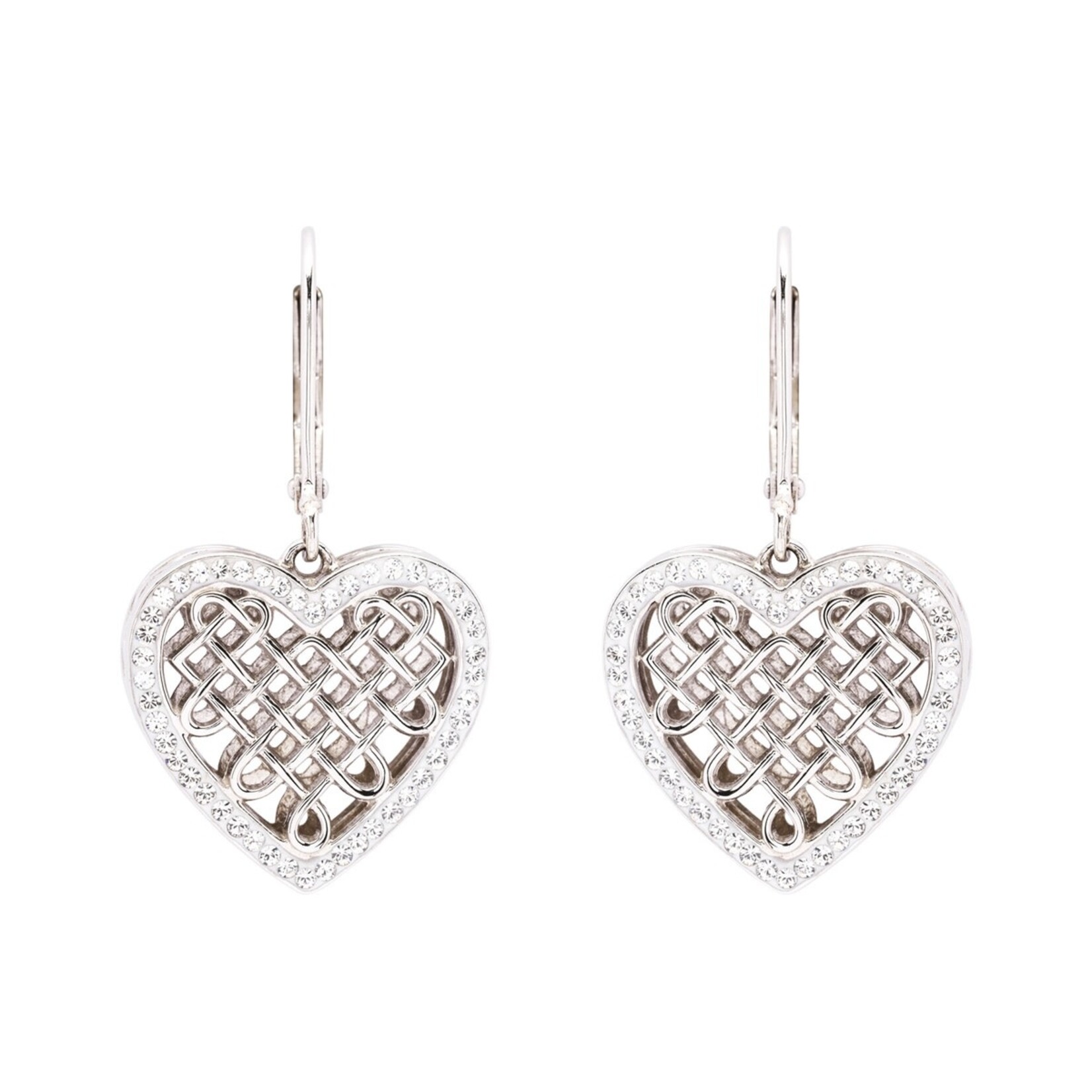 Earrings: SS White Crystals Celtic Heart