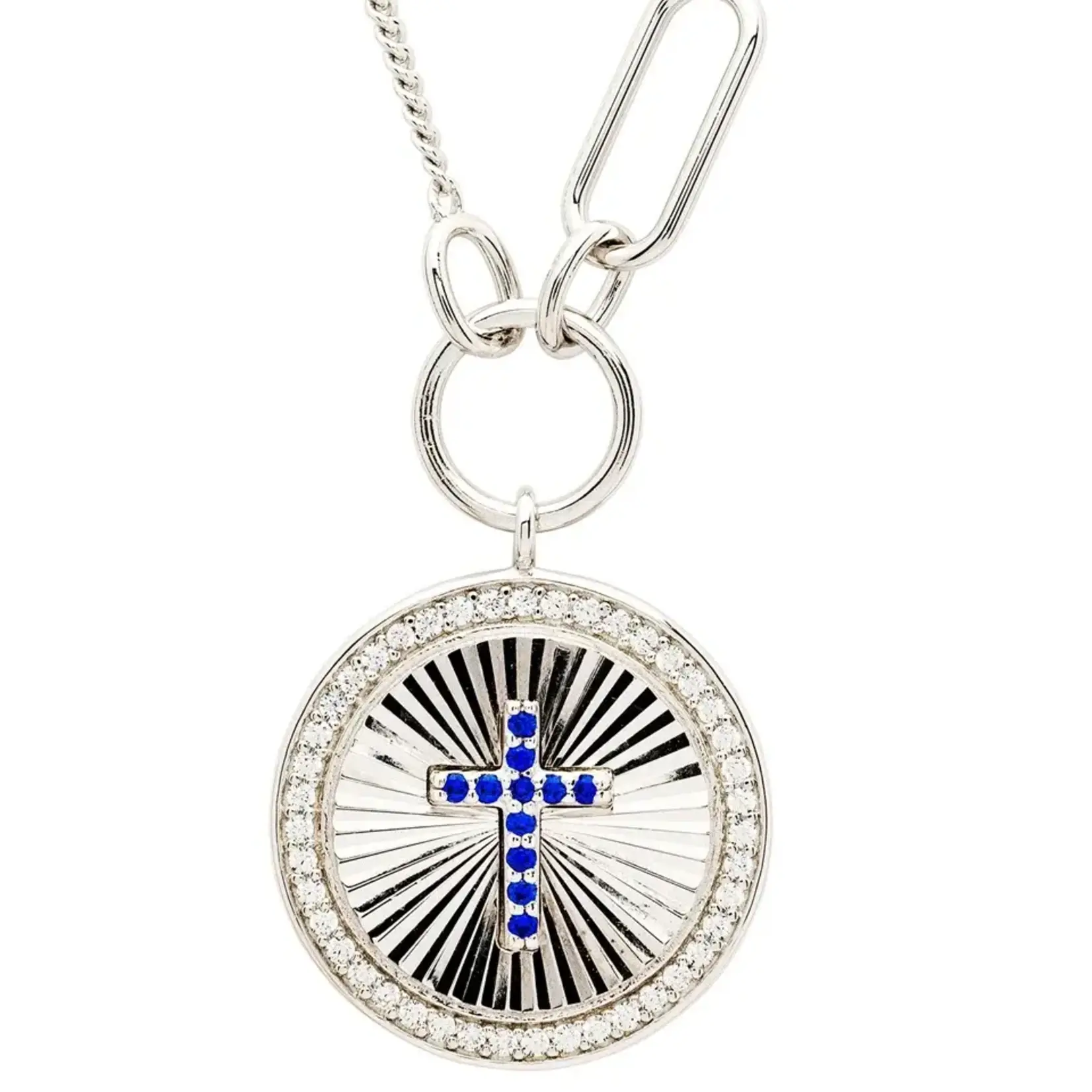Necklace: SS Cross Saphire CZ