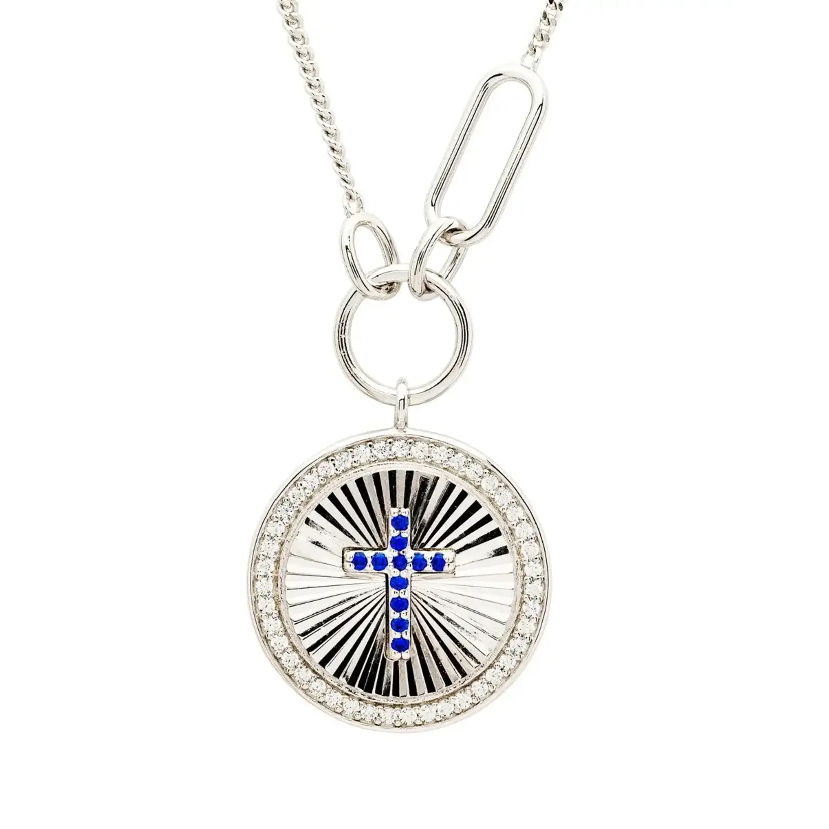 Necklace: SS Cross Saphire CZ