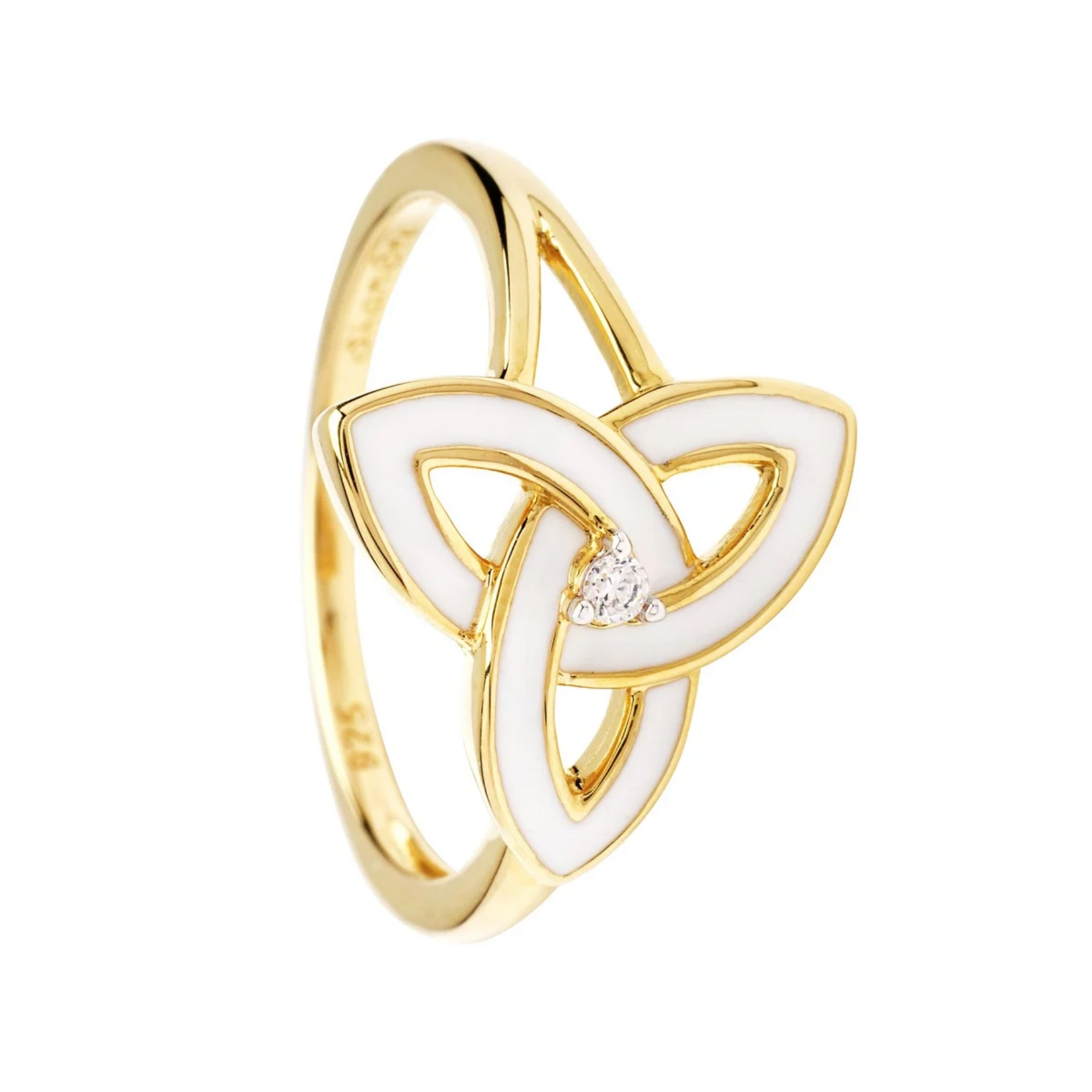 Ring: 14k White Enamel Trinity Vermeil