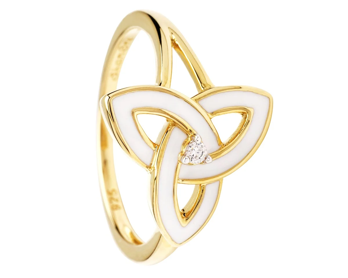 Ring: 14k White Enamel Trinity Vermeil