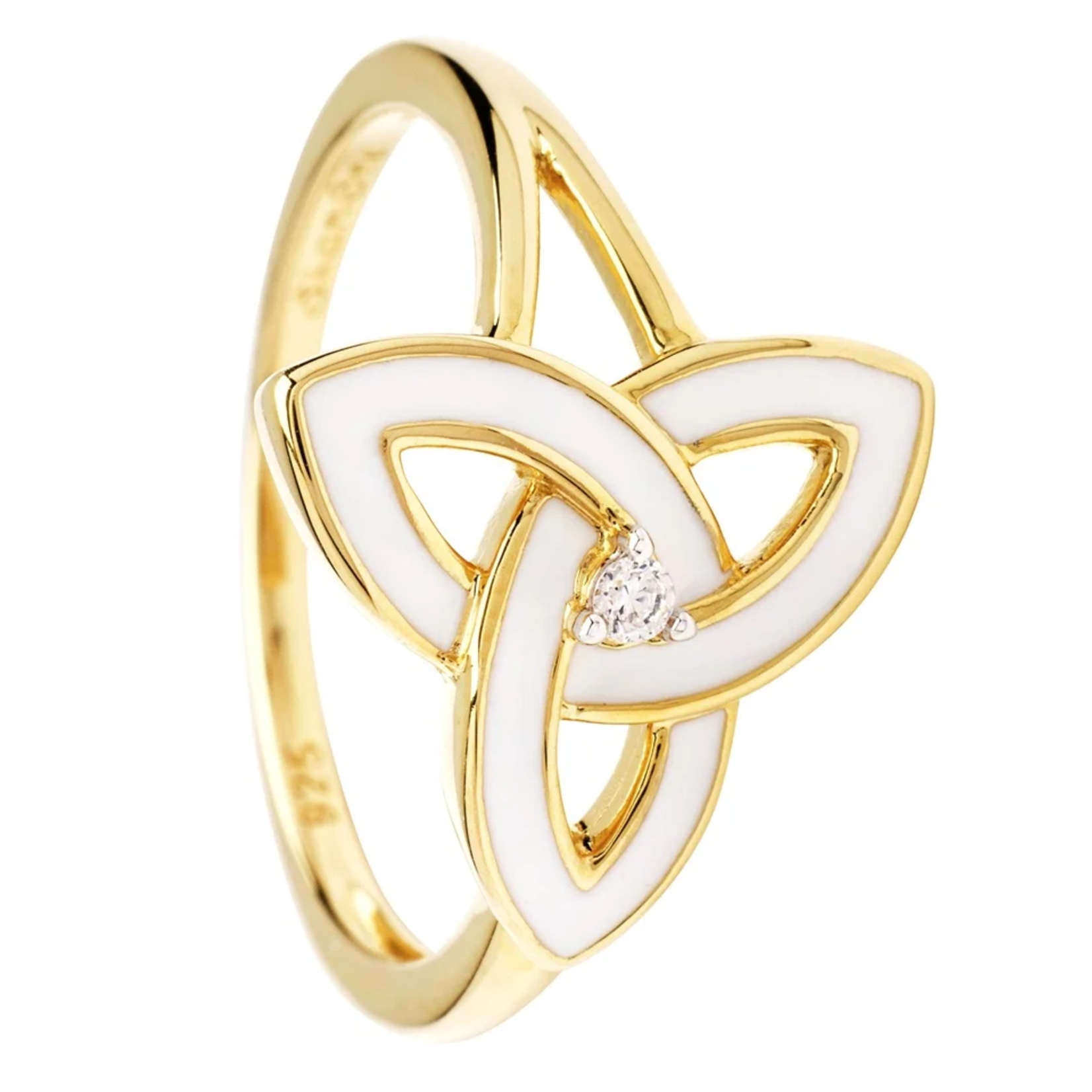 Ring: 14k White Enamel Trinity Vermeil