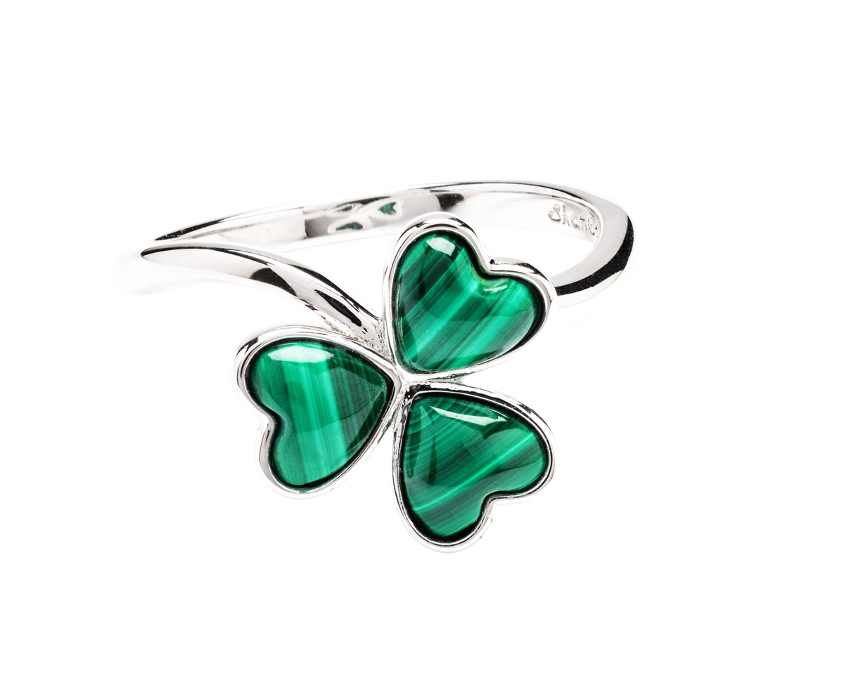 Shanore Ring: SS Malachite Shamrock