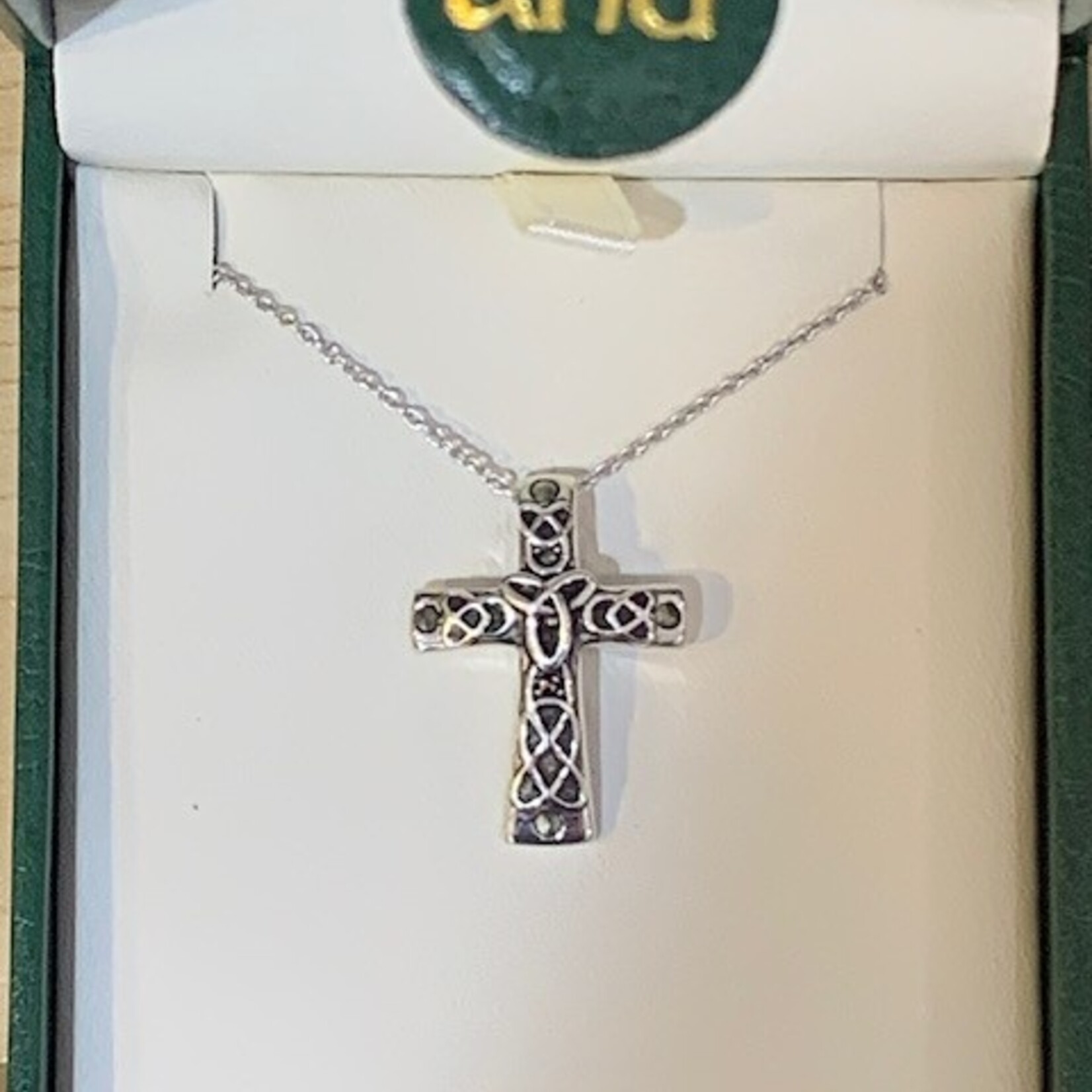 Anu Necklace: SS Marcasite Celtic Rope Cross