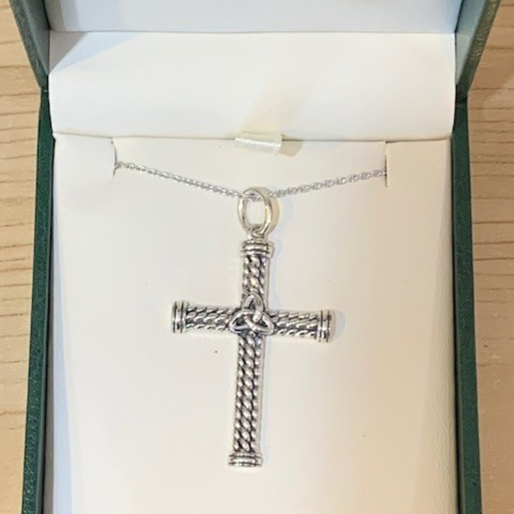 Anu Necklace: SS Oxidized Trinity Rope Cross
