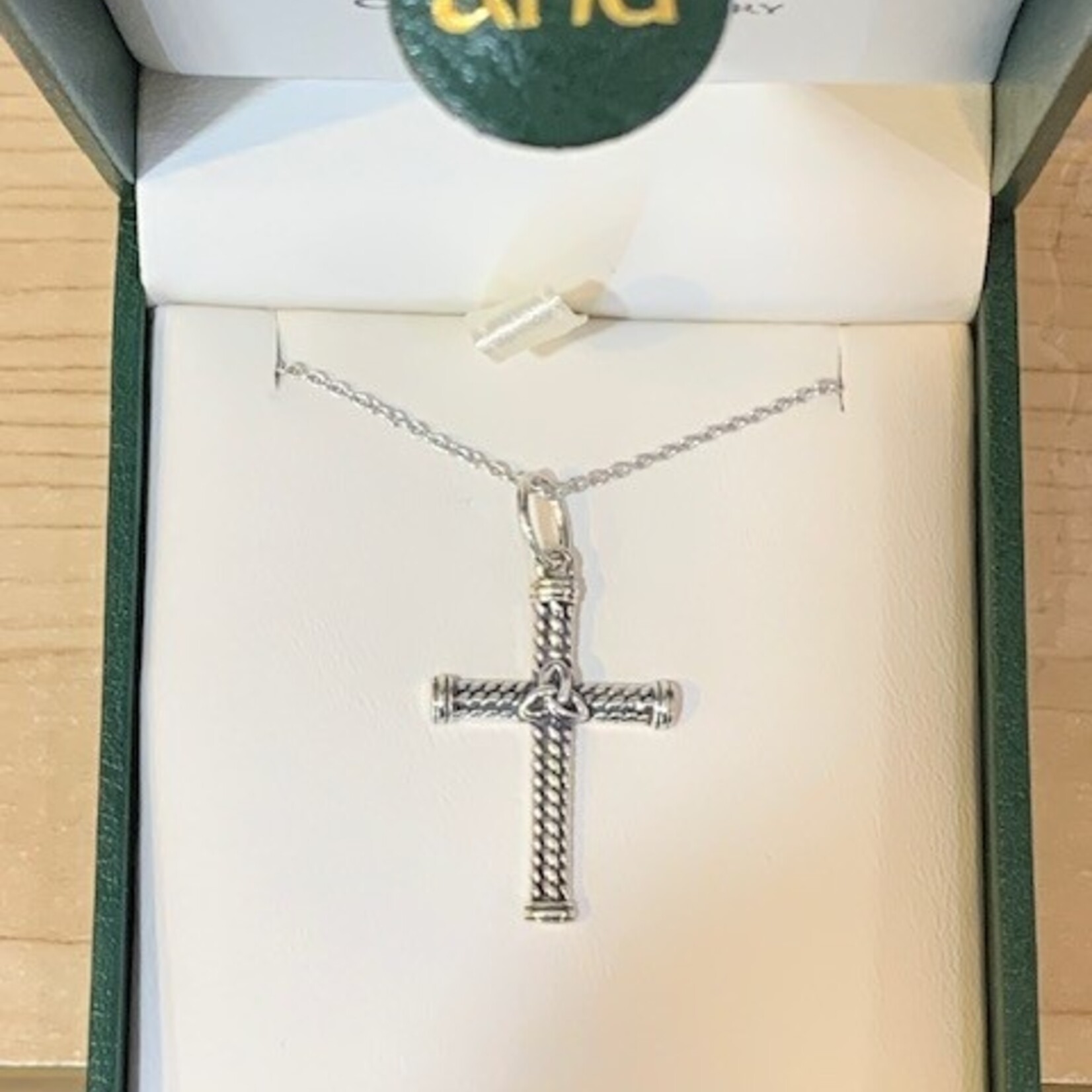 Anu Necklace: SS Oxidized Trinity Rope Cross