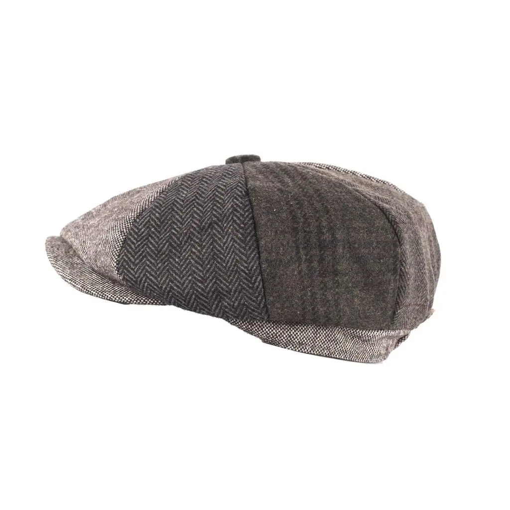 Heritage Traditions Hat: Newsboy Cap Grey Herringbone