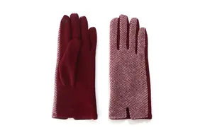 Gloves: Burgundy Herringbone Tweed