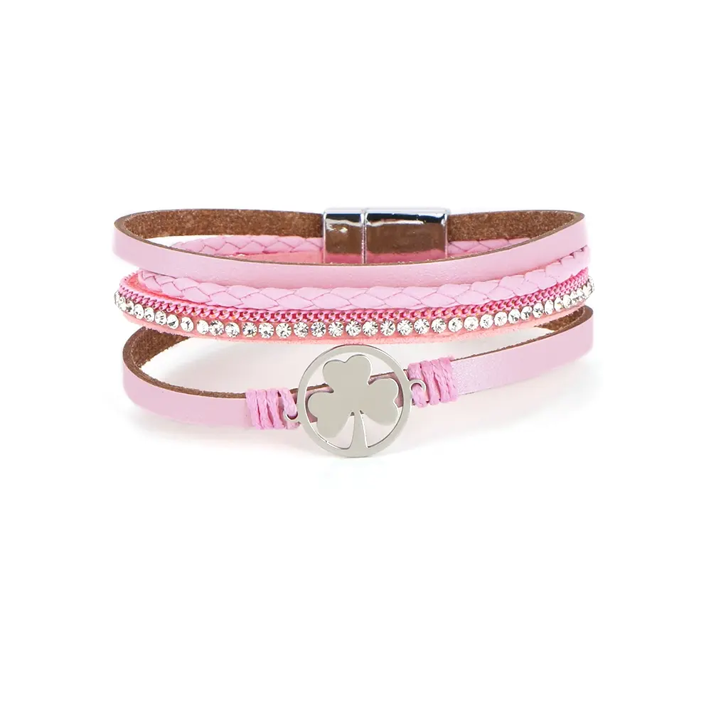 Bracelet: Adjustable Pink Shamrock
