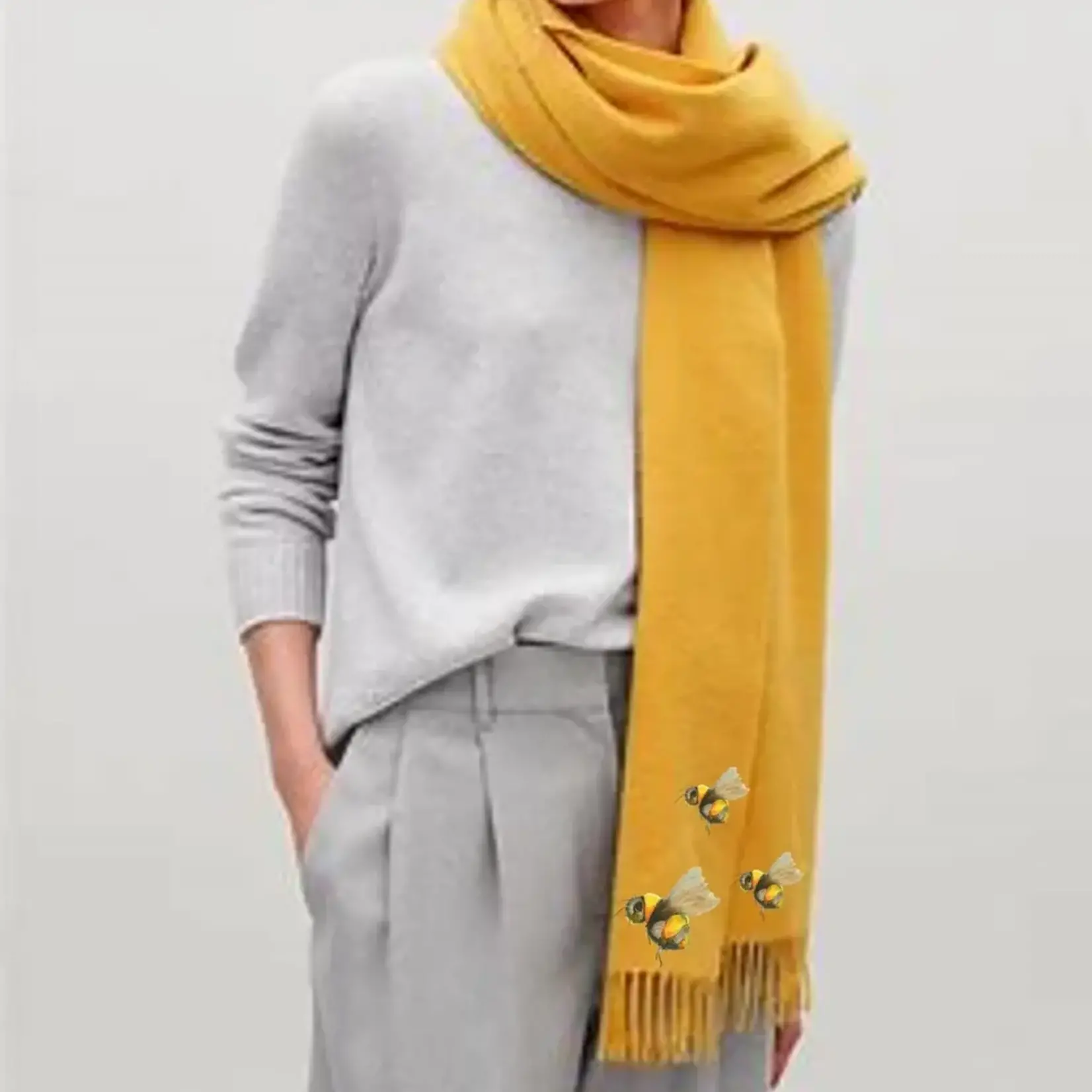 Scarf: Cashmere with Bees On Saffron