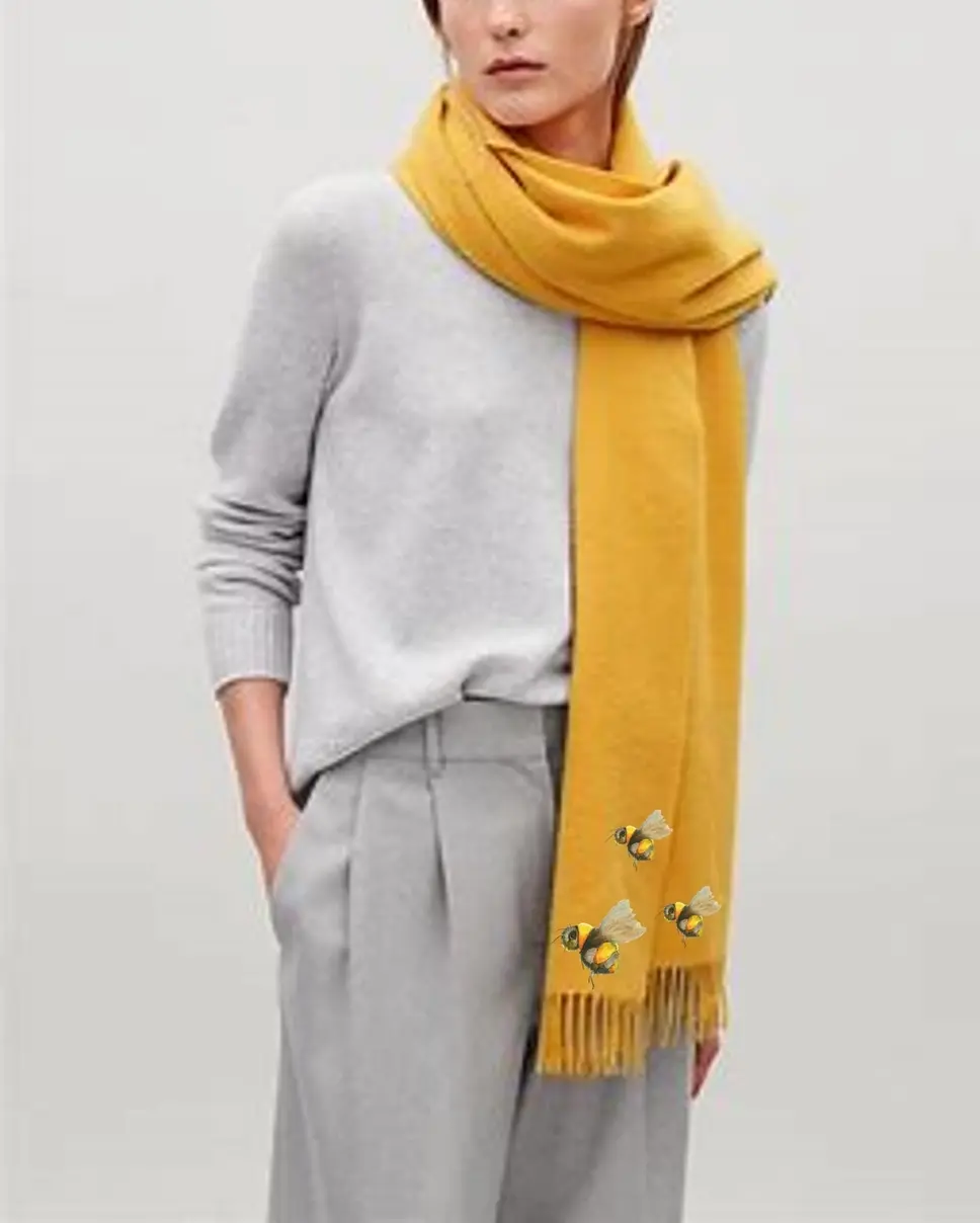 Scarf: Cashmere with Bees On Saffron