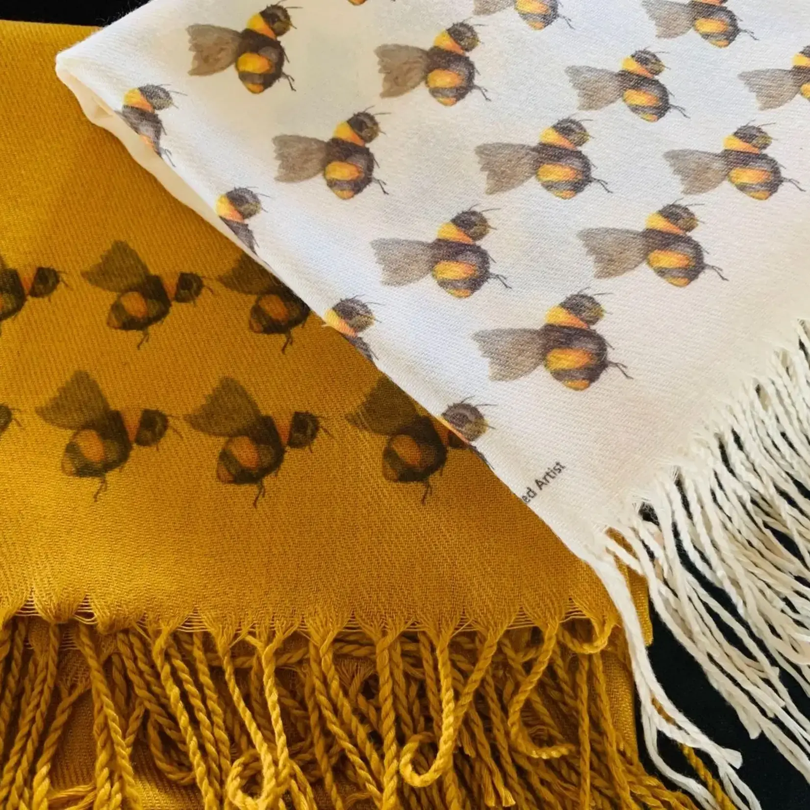 Scarf: Cashmere with Bees On Saffron