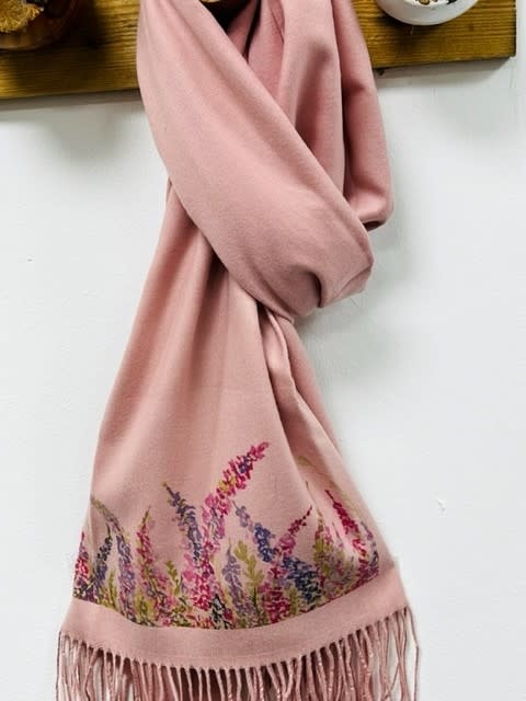 Scarf: Cashmere with Heather On Dusky Pink