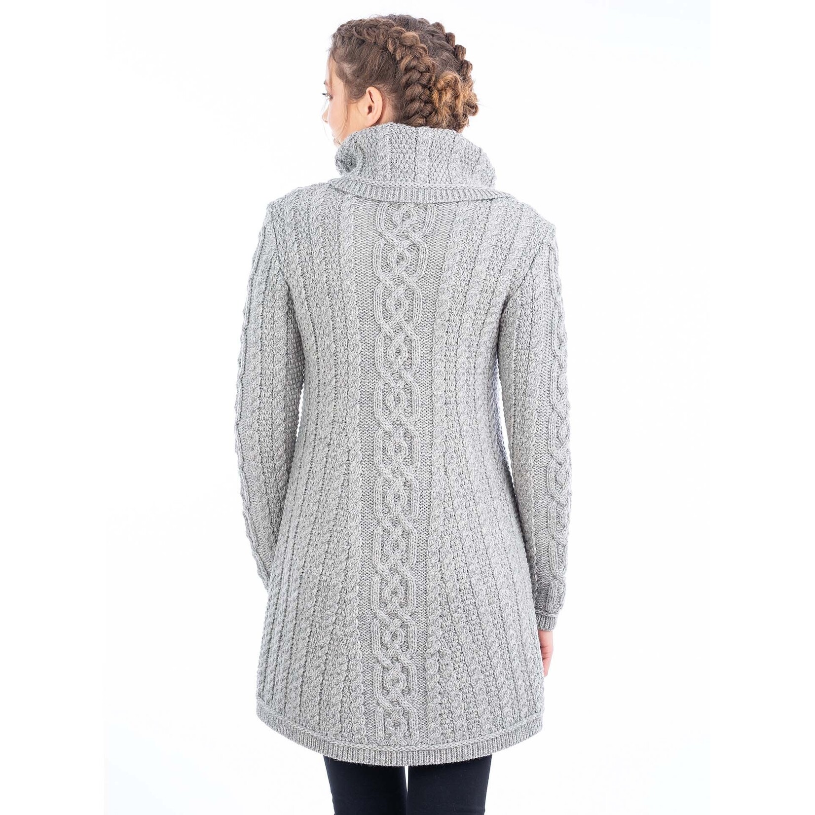 Sweater: Ladies 4 Button Gray