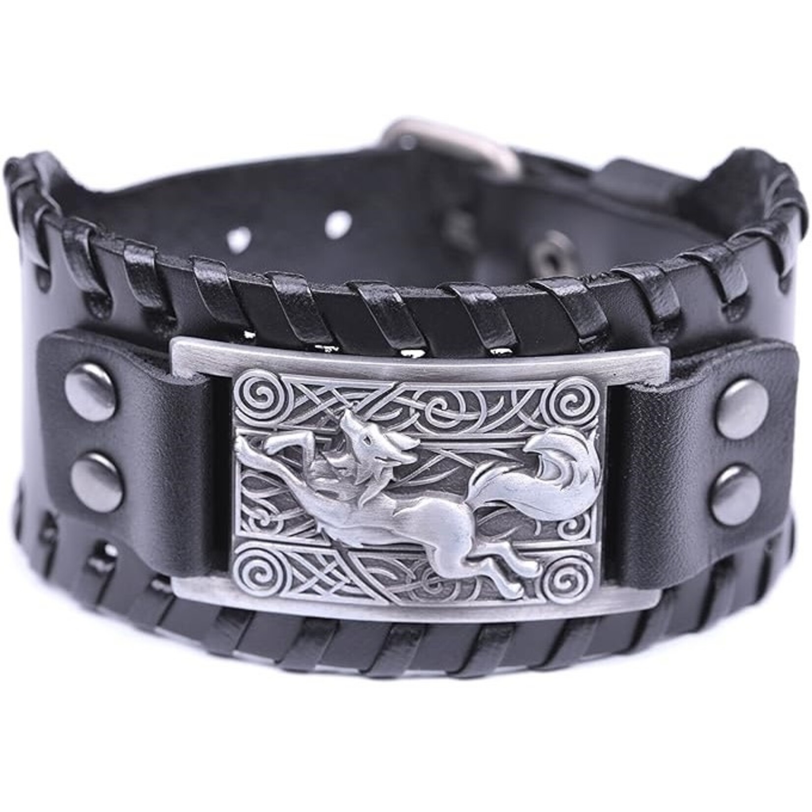 Bracelet: Celtic Cuff, Leather, Wide