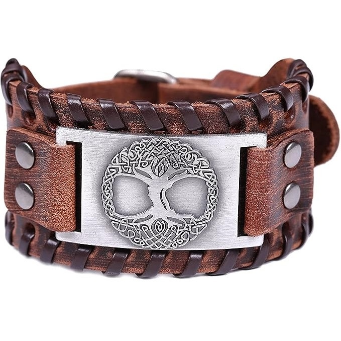 Bracelet: Celtic Cuff, Leather, Wide