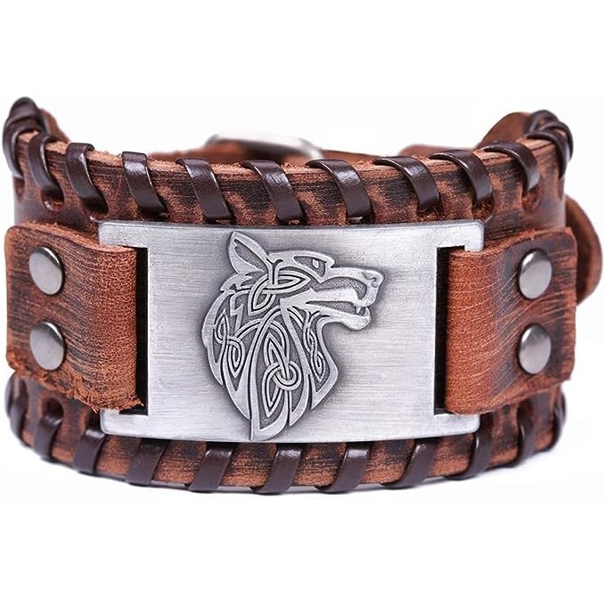 Bracelet: Celtic Cuff, Leather, Wide