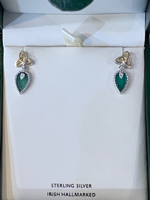 Anu Earring: SS Agate GP Trinity