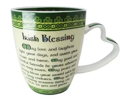 Clara Mug: Shamrock Spiral Irish Blessing