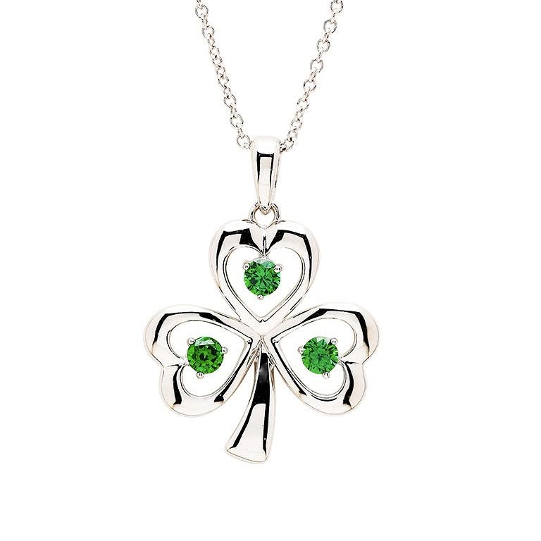 Pendant: Shamrock Emerald CZ