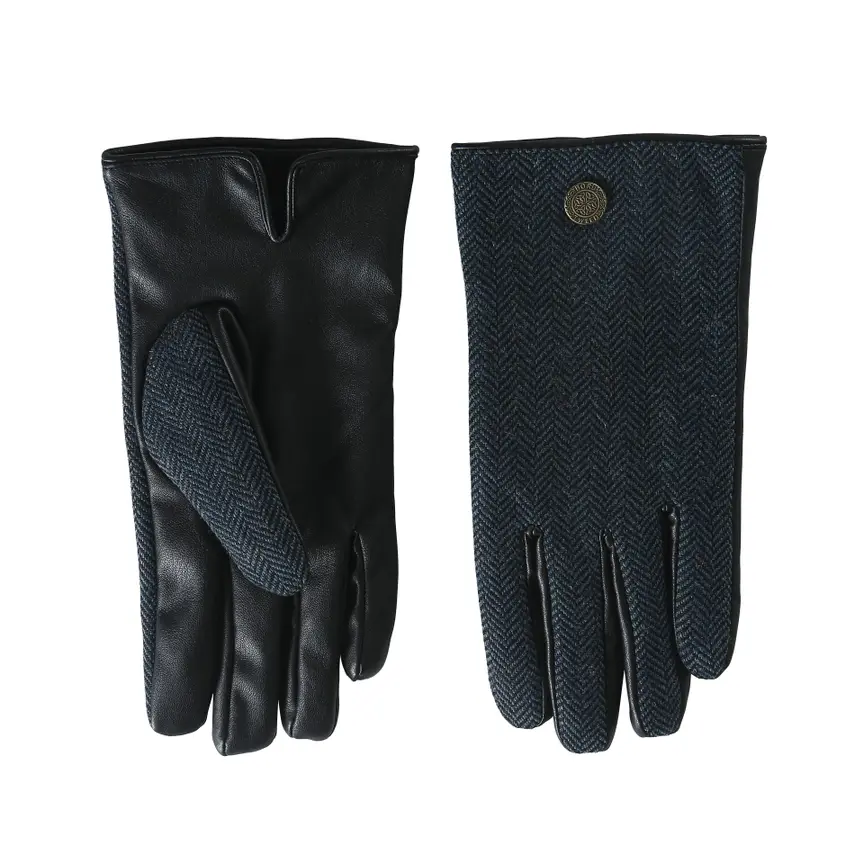 Gloves: Mens Blue Tweed