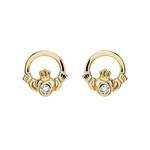 Shanore Earrings: 14K Gold Lab Diamond Claddagh