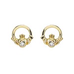 Earrings: 14K Gold Lab Diamond Claddagh