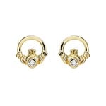 Shanore Earrings: 14K Gold Lab Diamond Claddagh