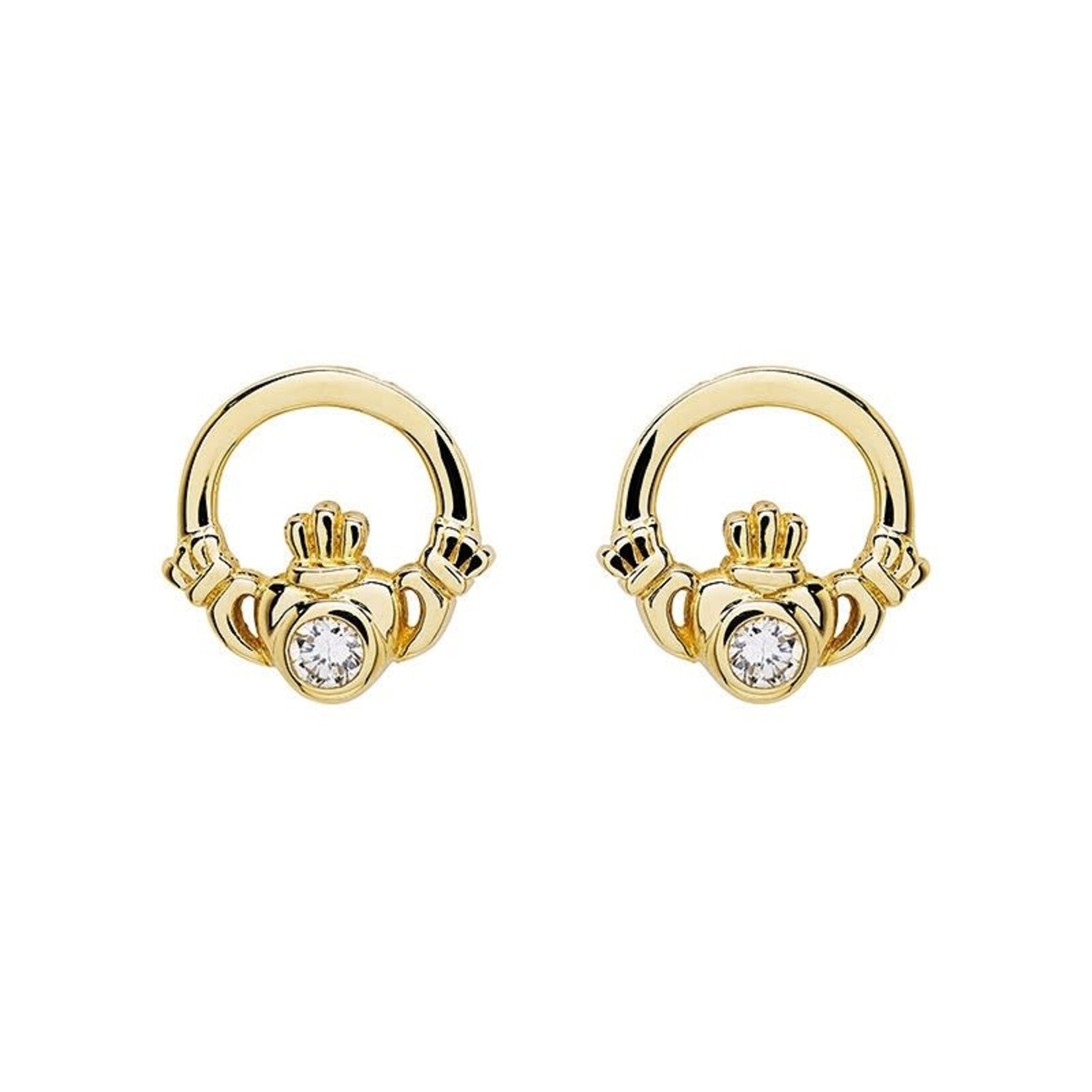 Shanore Earrings: 14K Gold Lab Diamond Claddagh