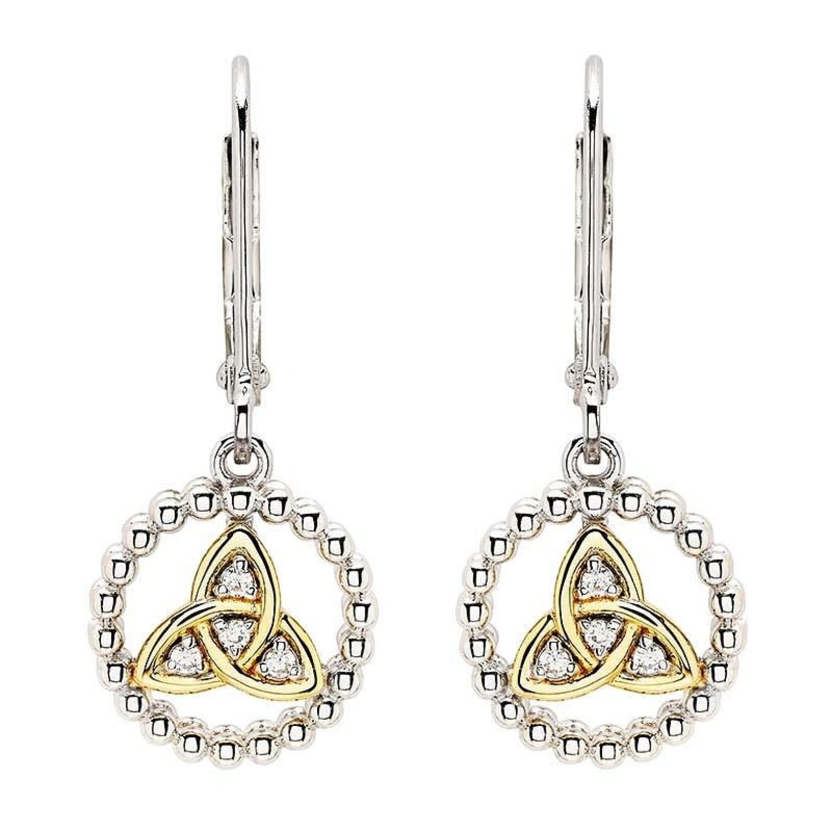 Shanore Earrings: SS CZ Trinity Drop Gold Plated